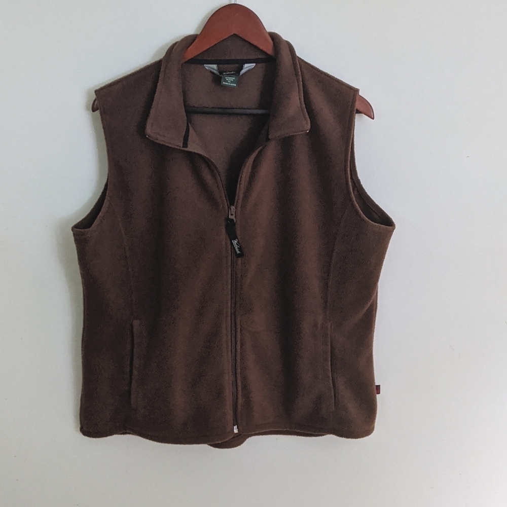 Woolrich Brown Fleece Vest Sz PXL